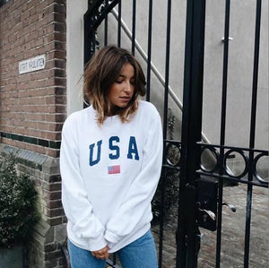 clothes women hoodies sweatshirts ladies autumn winter fall chic usa print flag elegance parties sports sweat shirts hoodies