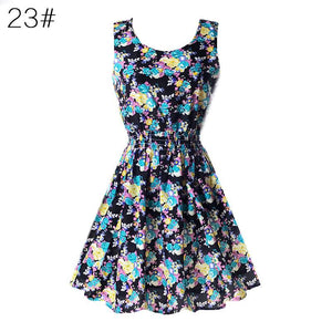 Women Sexy Chiffon Beach Dress Sleeveless Summer Sundress Floral Tank Dresses 20 Colors