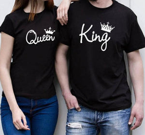 King Queen Letter Crown Print T Shirt Couple Short Sleeve O Neck Loose Tshirt 2019 Summer Women Tee Shirt Tops Camisetas Mujer